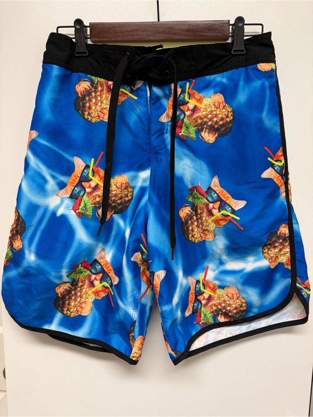 Bioworld Blue Pineapple Print Men's Swim Board Shorts